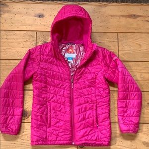 A pink Columbia snow jacket